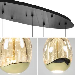 Discount Straluma 8-Lichts ovale hanglamp eggs zwart/goud