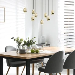 Discount Straluma 8-Lichts ovale hanglamp eggs zwart/goud