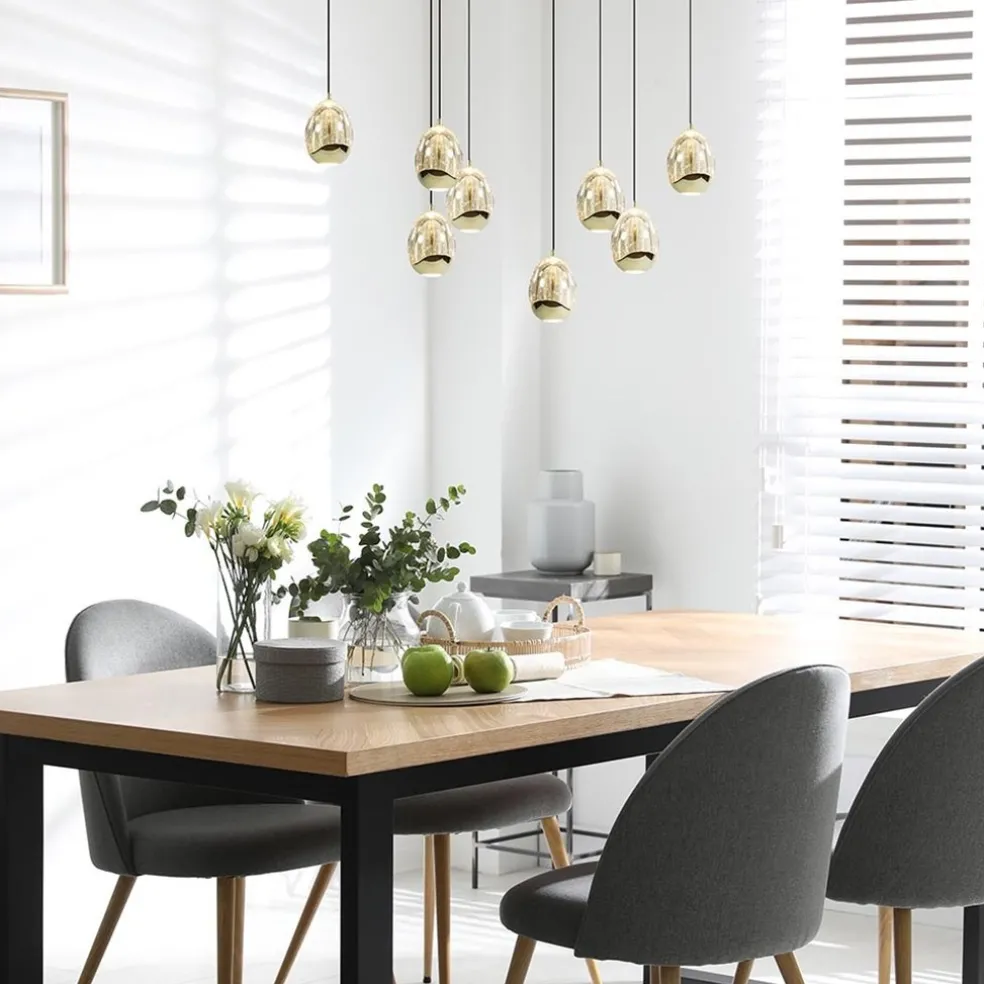 Discount Straluma 8-Lichts ovale hanglamp eggs zwart/goud