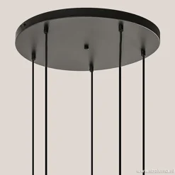 Outlet Straluma 5-lichts plaat rond + pendels zwart ex.lb