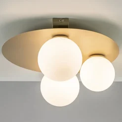 Sale Straluma 3-Lichts plafondlamp mat goud met witte bollen