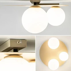 Sale Straluma 3-Lichts plafondlamp mat goud met witte bollen