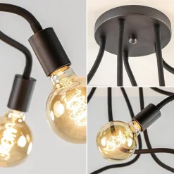 Hot Straluma 5-Lichts plafondlamp mat zwart met flexibele armen