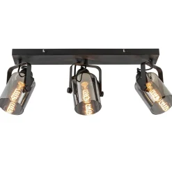 Flash Sale Straluma 3-Lichts plafondlamp mat zwart met smoke glazen kappen