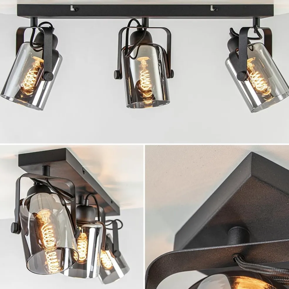 Flash Sale Straluma 3-Lichts plafondlamp mat zwart met smoke glazen kappen