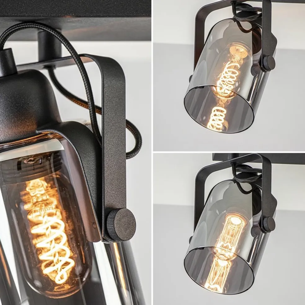 Flash Sale Straluma 3-Lichts plafondlamp mat zwart met smoke glazen kappen