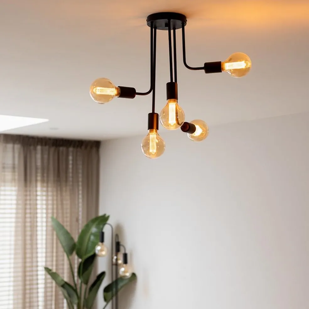 Flash Sale Straluma 5-Lichts plafondlamp pendel mat zwart excl lichtbronnen