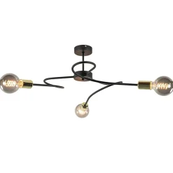 Store Straluma 3-Lichts plafondlamp zwart met gouden pendels