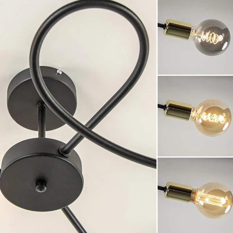 Store Straluma 3-Lichts plafondlamp zwart met gouden pendels