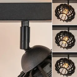 Sale Straluma 3-Lichts plafondlamp zwart met verstelbare houten kappen