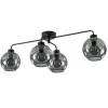 Discount Straluma 4-Lichts plafondlamp zwart met smoke glazen bollen