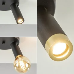 Online Straluma 2-Lichts plafondspot mat zwart met gouden accent