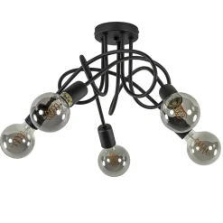 Clearance Straluma 5-Lichts retro plafondlamp mat zwart
