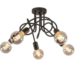 Clearance Straluma 5-Lichts retro plafondlamp mat zwart