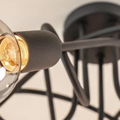 Clearance Straluma 5-Lichts retro plafondlamp mat zwart