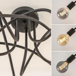 Clearance Straluma 5-Lichts retro plafondlamp mat zwart