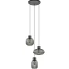 Outlet Straluma 3-Lichts ronde eettafelhanglamp zwart met smoke glas