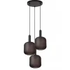 Outlet Straluma 3-Lichts ronde hanglamp mat zwarte glazen kappen