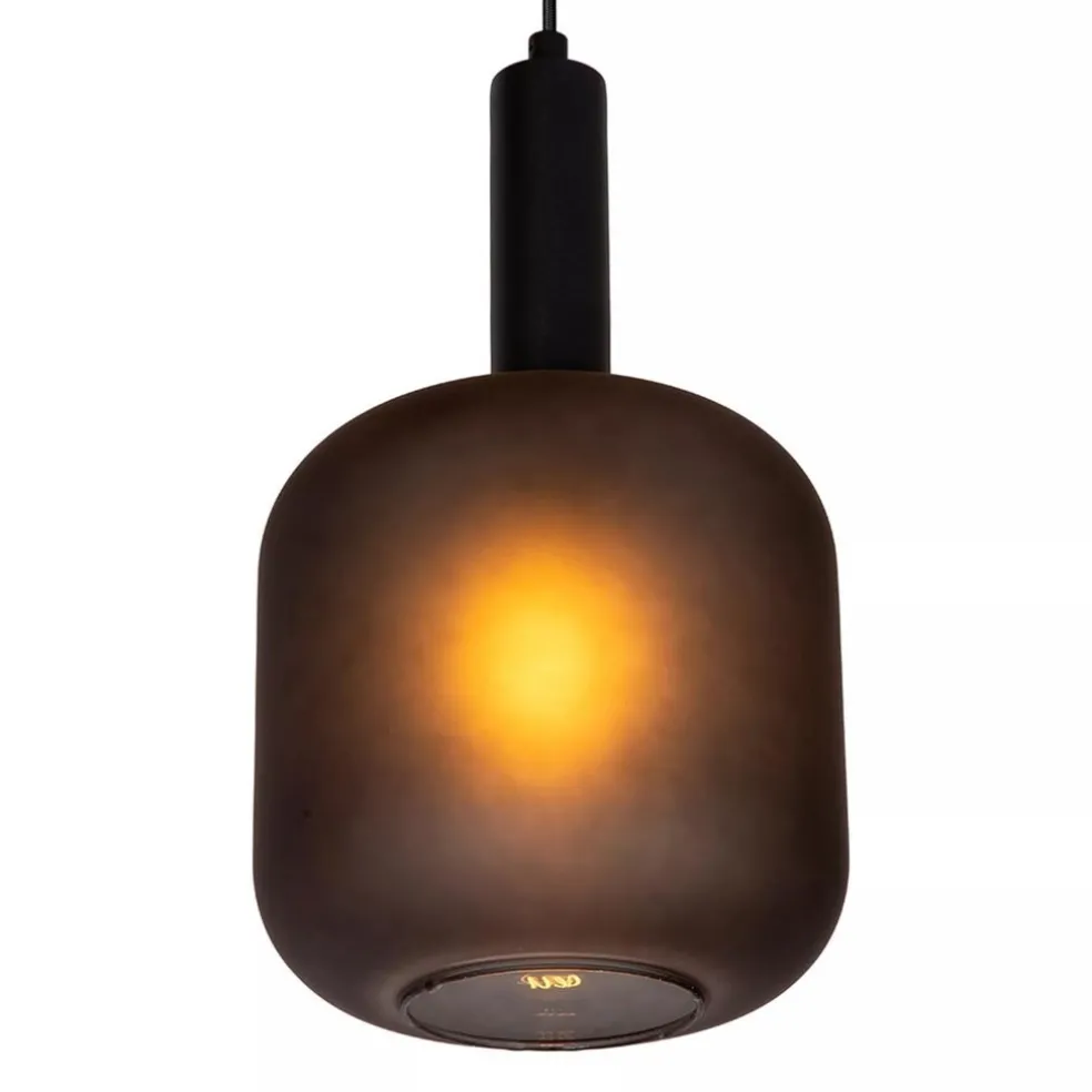 Outlet Straluma 3-Lichts ronde hanglamp mat zwarte glazen kappen