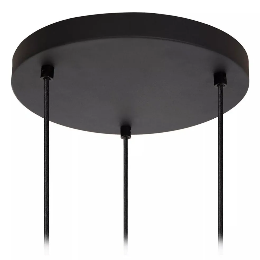 Outlet Straluma 3-Lichts ronde hanglamp mat zwarte glazen kappen
