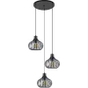 Hot Straluma 3-Lichts ronde hanglamp met zwarte draadkappen