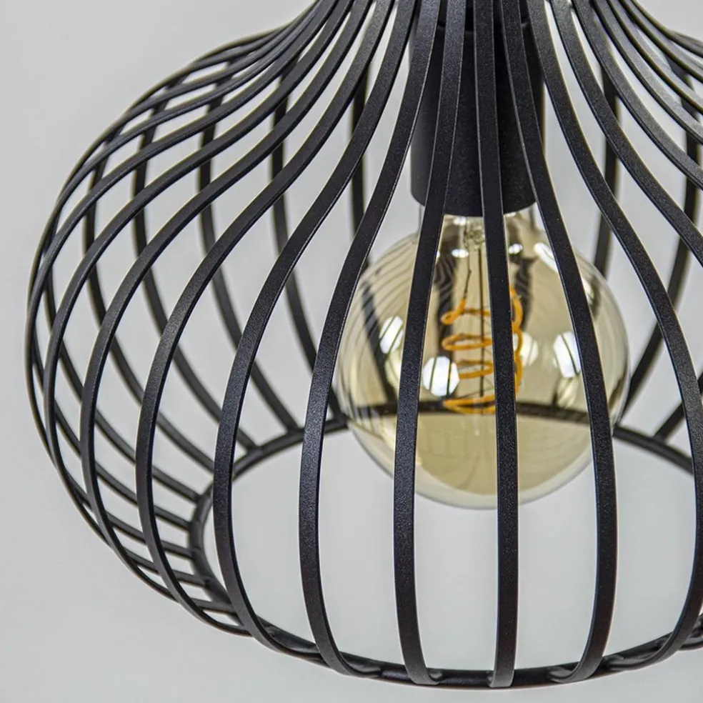 Hot Straluma 3-Lichts ronde hanglamp met zwarte draadkappen