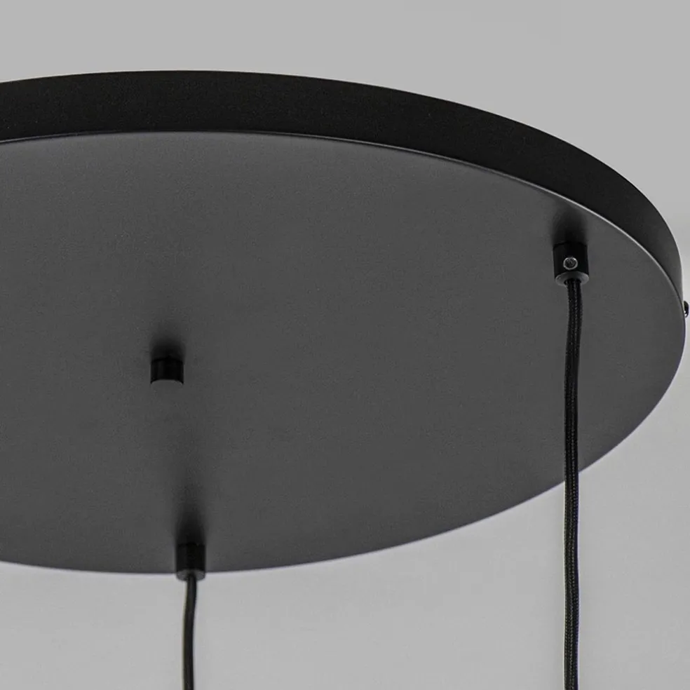 Hot Straluma 3-Lichts ronde hanglamp met zwarte draadkappen