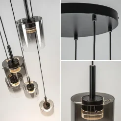 Flash Sale Straluma 5-Lichts ronde hanglamp zwart met titanium/helder glas