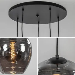 Best Sale Straluma 5-Lichts ronde hanglamp zwart met smokey glas