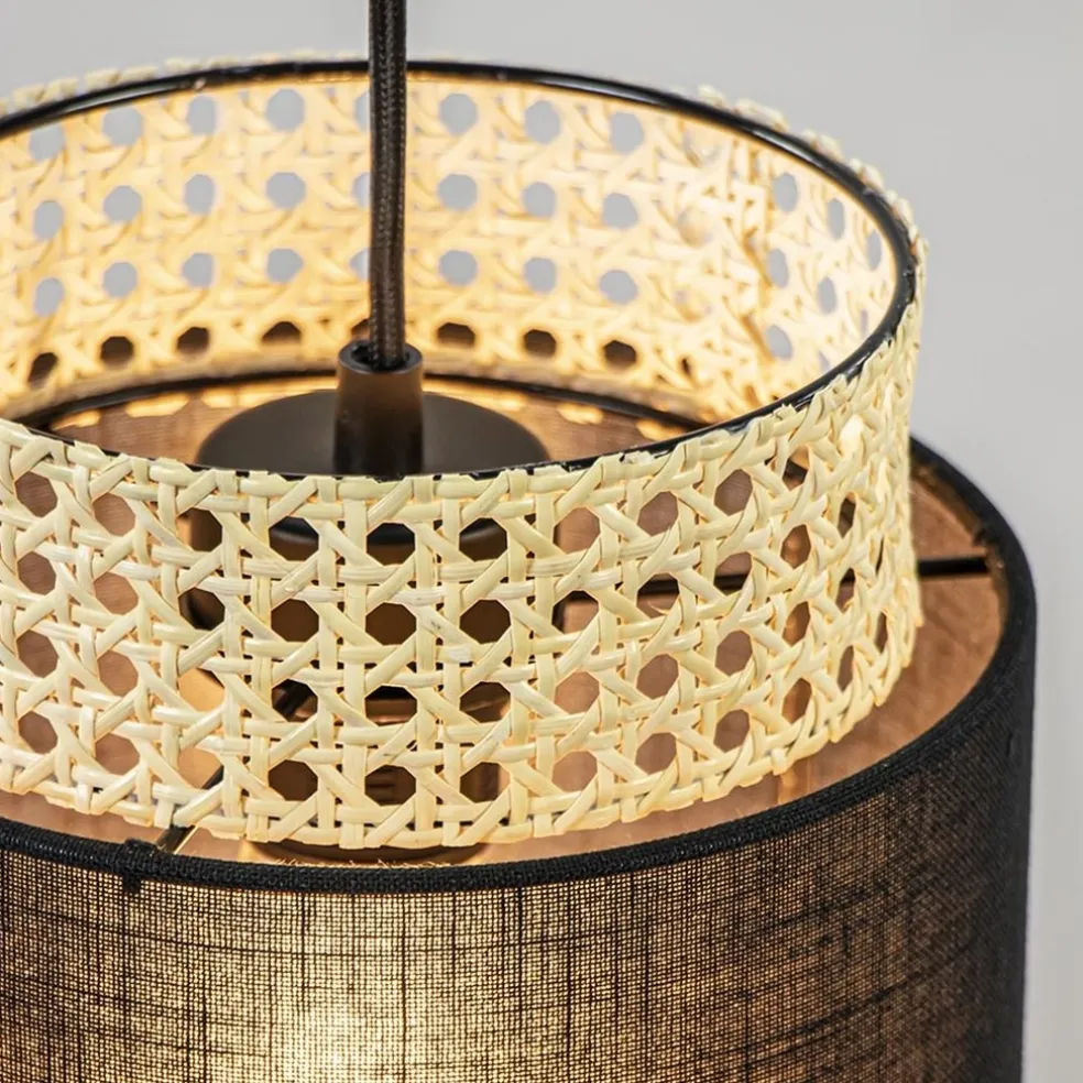 Online Straluma 3-Lichts ronde hanglamp zwart met webbing