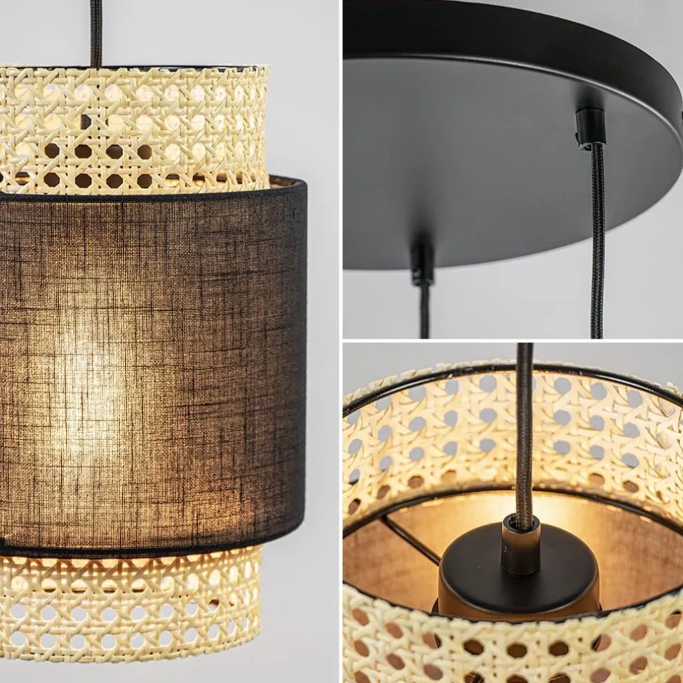 Online Straluma 3-Lichts ronde hanglamp zwart met webbing