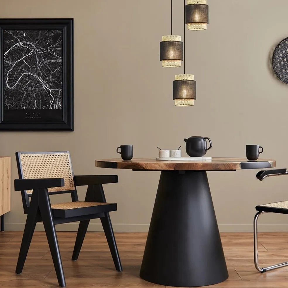 Online Straluma 3-Lichts ronde hanglamp zwart met webbing