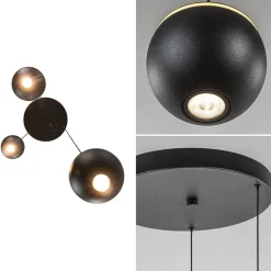 Cheap Straluma 3-Lichts ronde LED hanglamp bollen zwart met goud