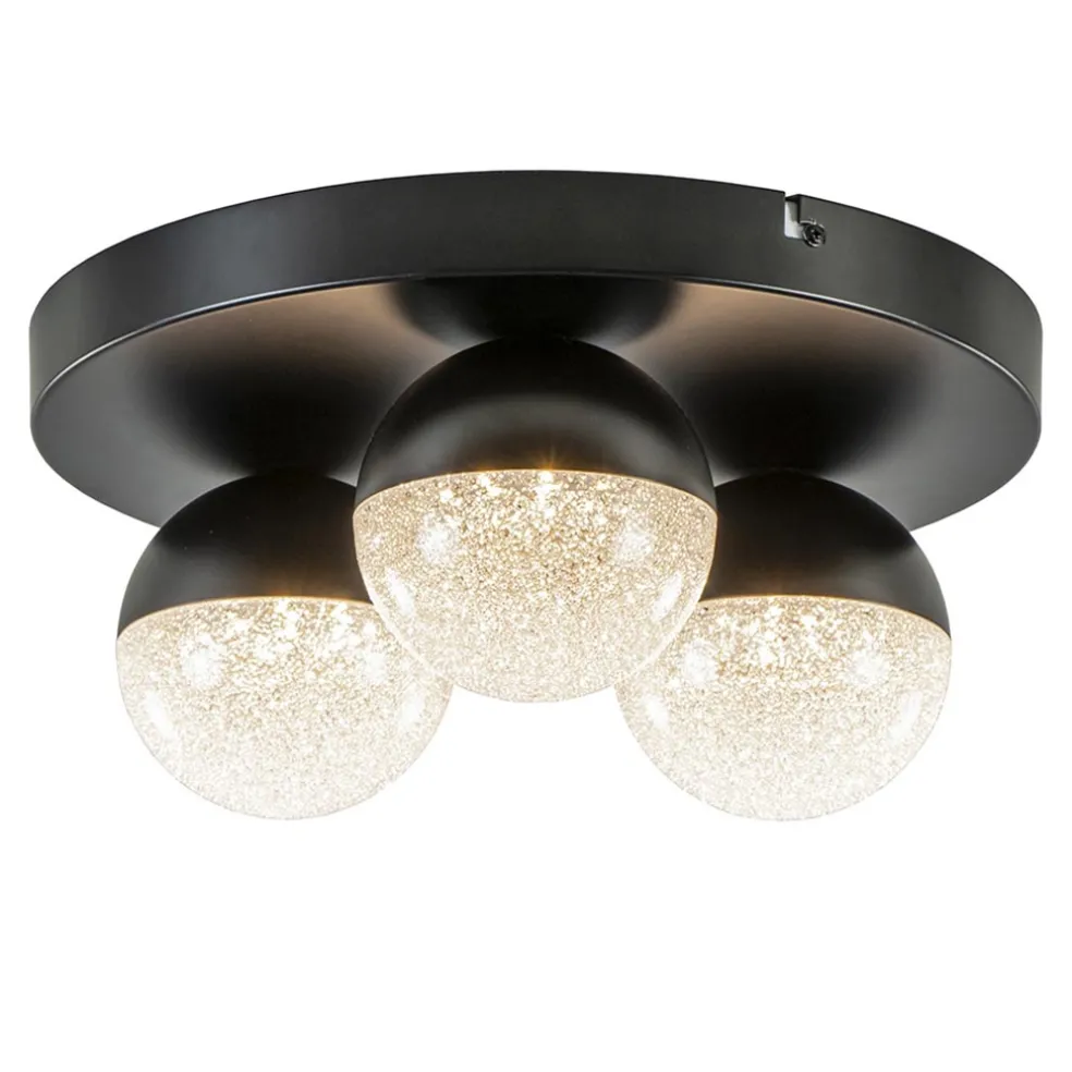 Store Straluma 3-Lichts ronde LED plafondlamp zwart 3-standen dimbaar