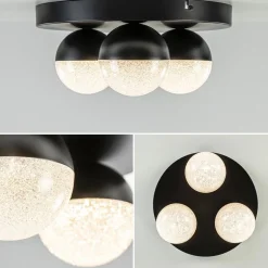 Store Straluma 3-Lichts ronde LED plafondlamp zwart 3-standen dimbaar