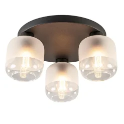 Flash Sale Straluma 3-Lichts ronde plafondlamp zwart met helder/mat glas