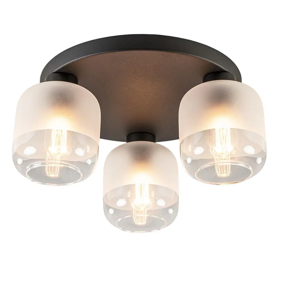 Flash Sale Straluma 3-Lichts ronde plafondlamp zwart met helder/mat glas