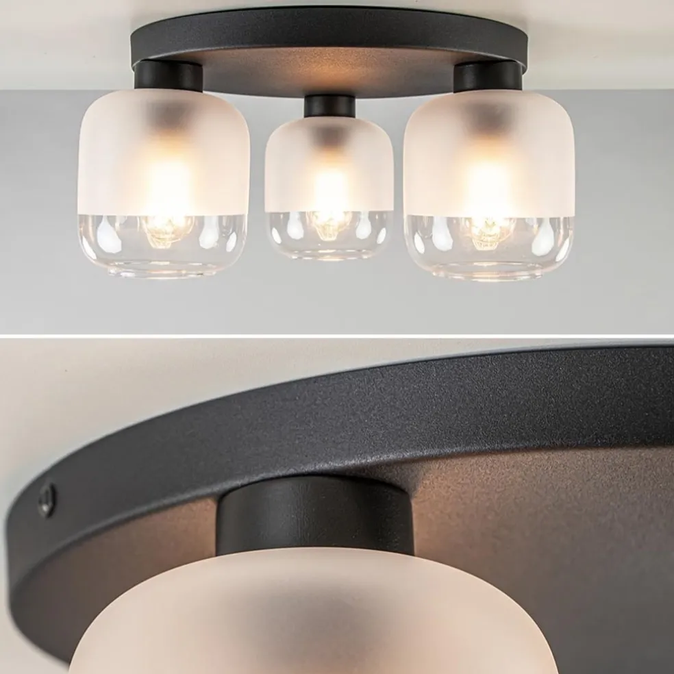 Flash Sale Straluma 3-Lichts ronde plafondlamp zwart met helder/mat glas
