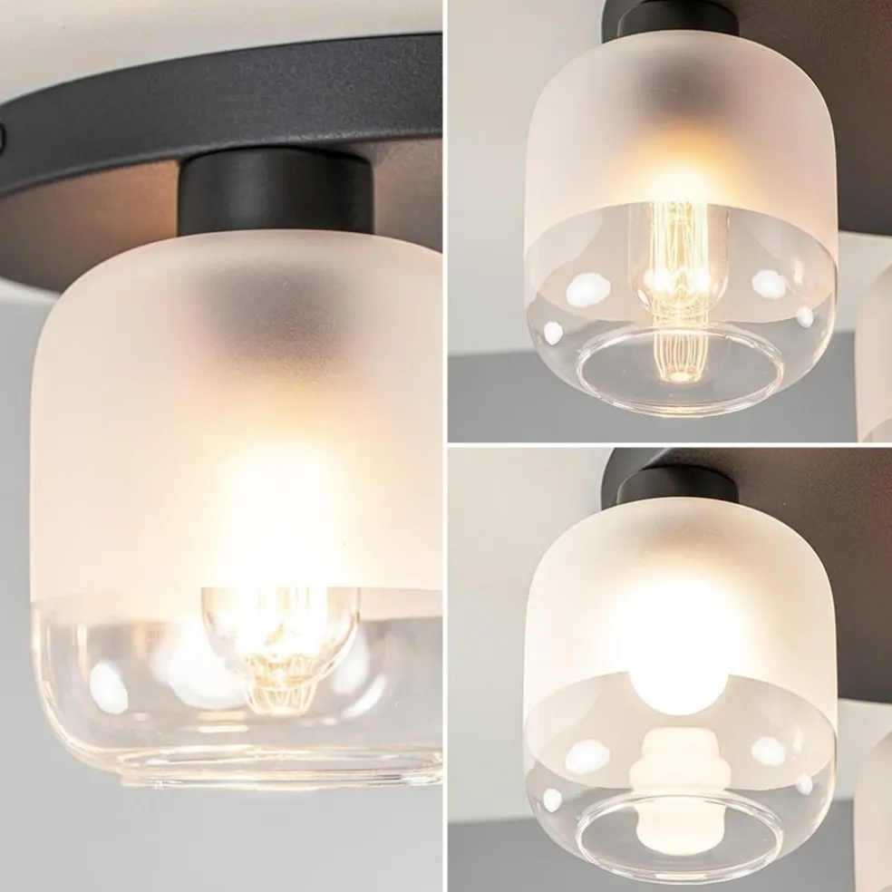 Flash Sale Straluma 3-Lichts ronde plafondlamp zwart met helder/mat glas