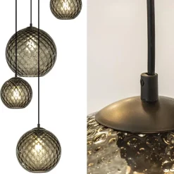Fashion Straluma 6-Lichts vide hanglamp smoke glas met reliëf