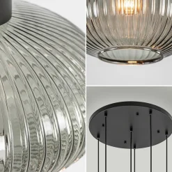 Best Sale Straluma 6-Lichts vide hanglamp smoke glas met zwarte details