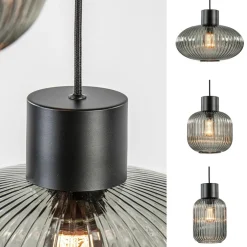 Best Sale Straluma 6-Lichts vide hanglamp smoke glas met zwarte details
