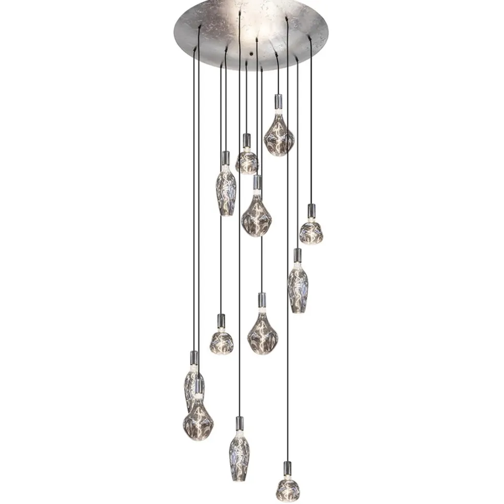 Cheap Straluma 12-Lichts videlamp silverleaf met chroom excl lichtbronnen