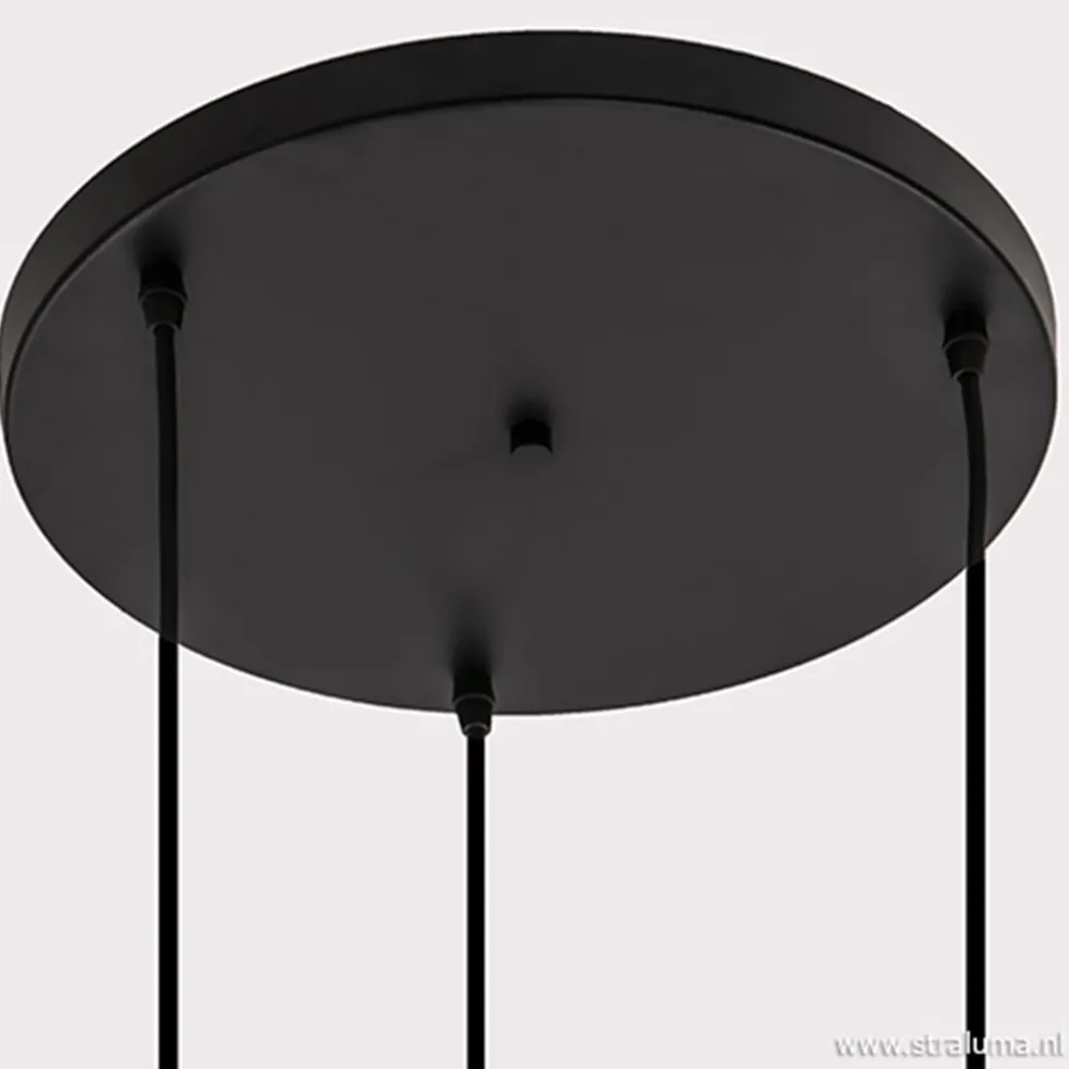 Online Straluma 3-Lichts videlamp smoke glas met zwart