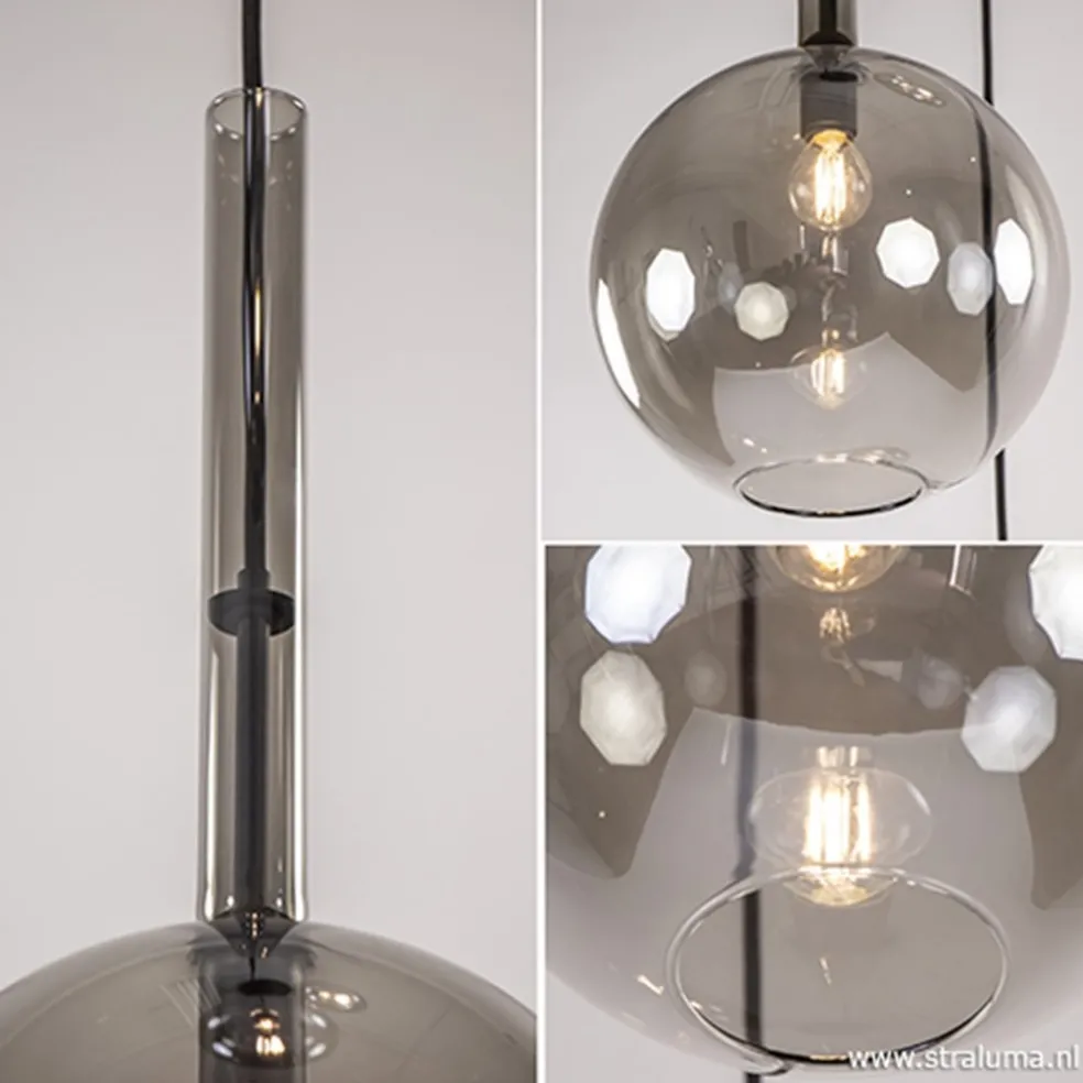 Online Straluma 3-Lichts videlamp smoke glas met zwart