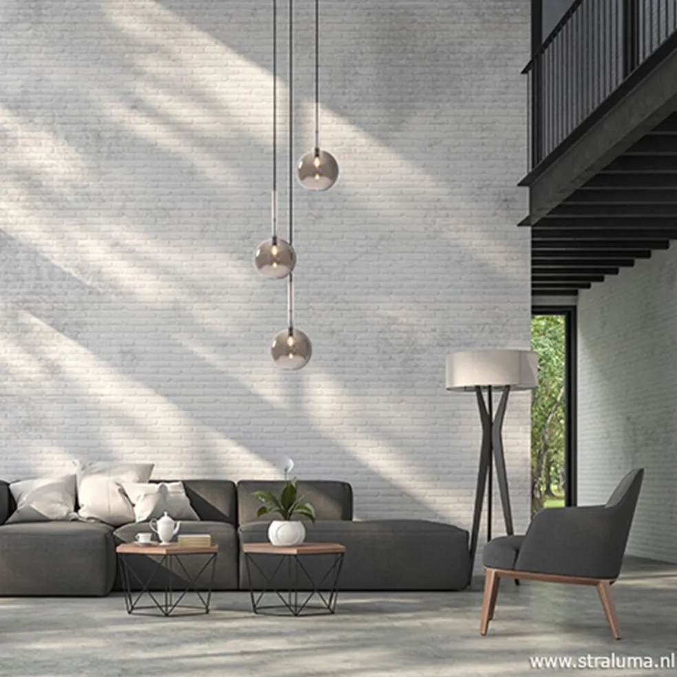 Online Straluma 3-Lichts videlamp smoke glas met zwart