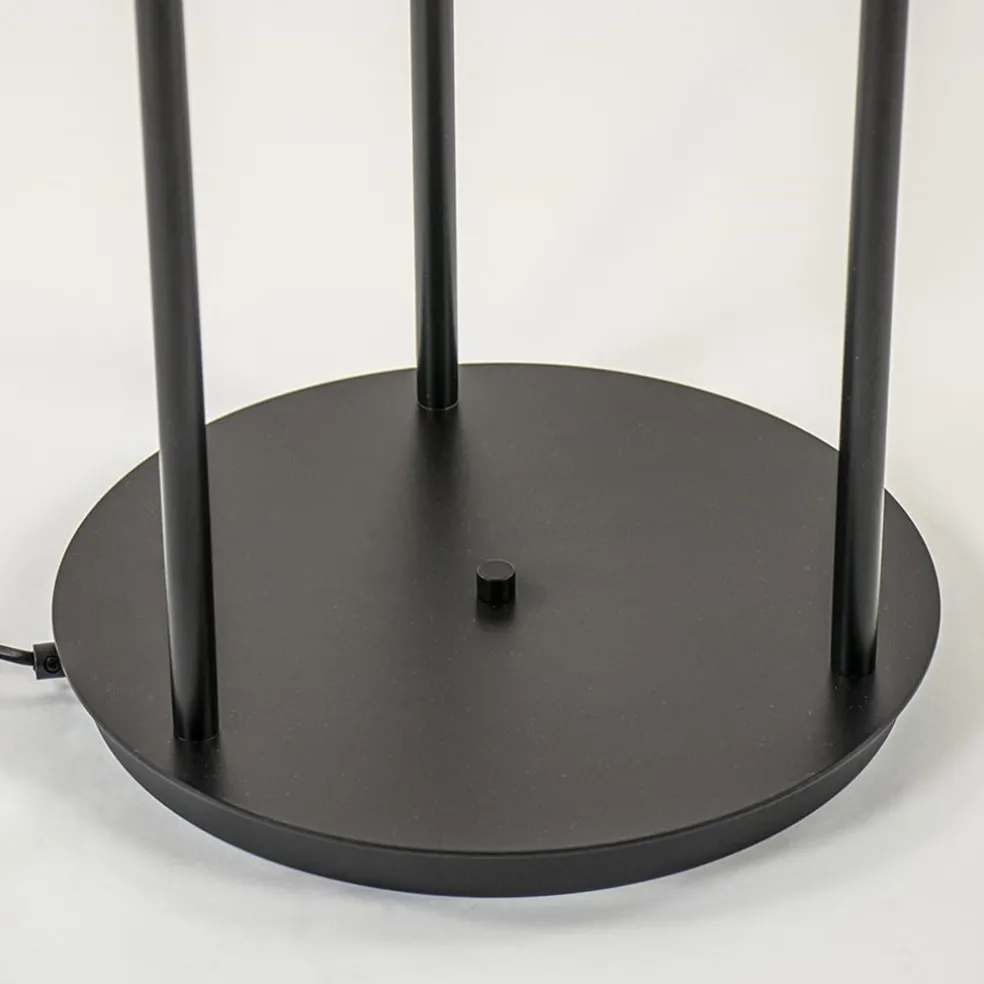 Store Straluma 3-Lichts vloerlamp mat zwart met amber glazen bollen