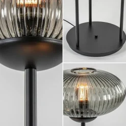 Fashion Straluma 3-Lichts vloerlamp met smoke glazen kappen reliëf