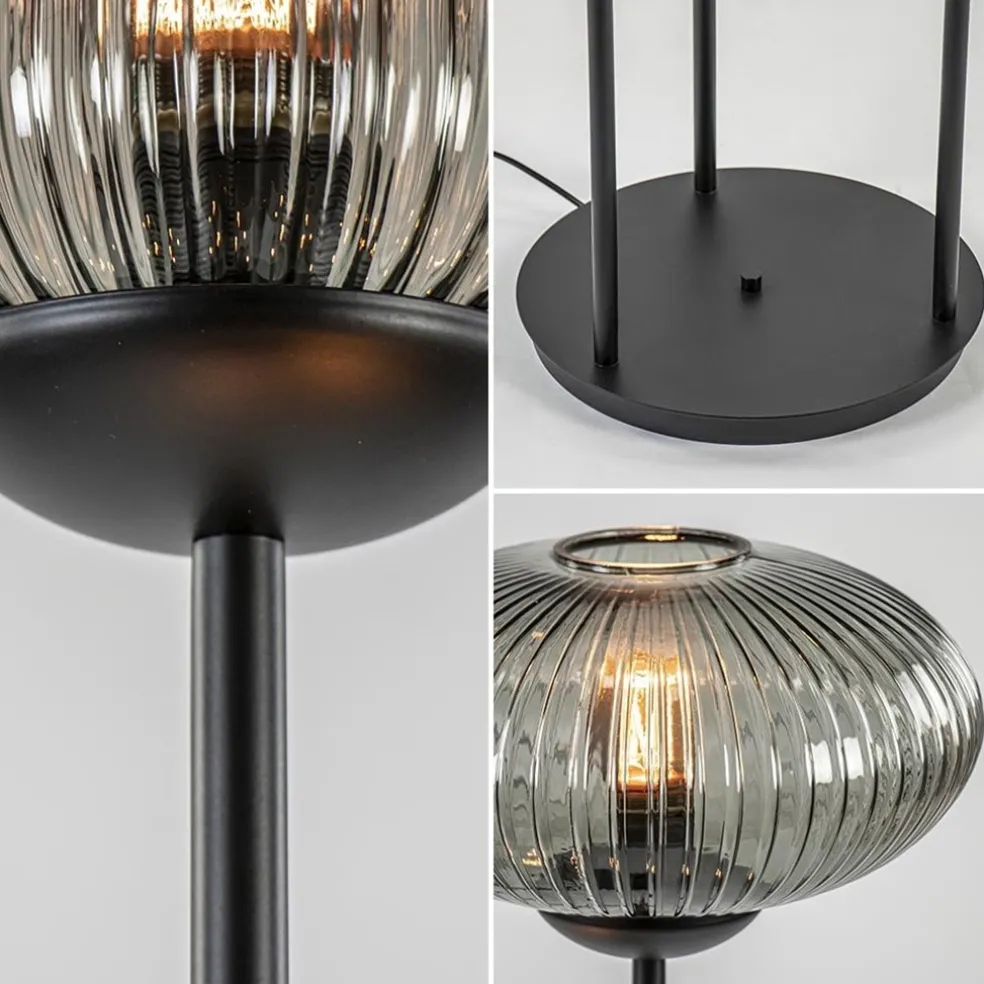 Fashion Straluma 3-Lichts vloerlamp met smoke glazen kappen reliëf