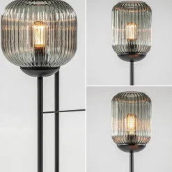 Fashion Straluma 3-Lichts vloerlamp met smoke glazen kappen reliëf